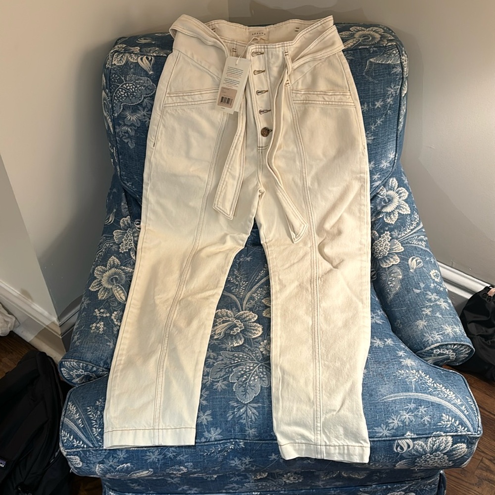 Sezane high waisted cream jeans, size 4, NWT